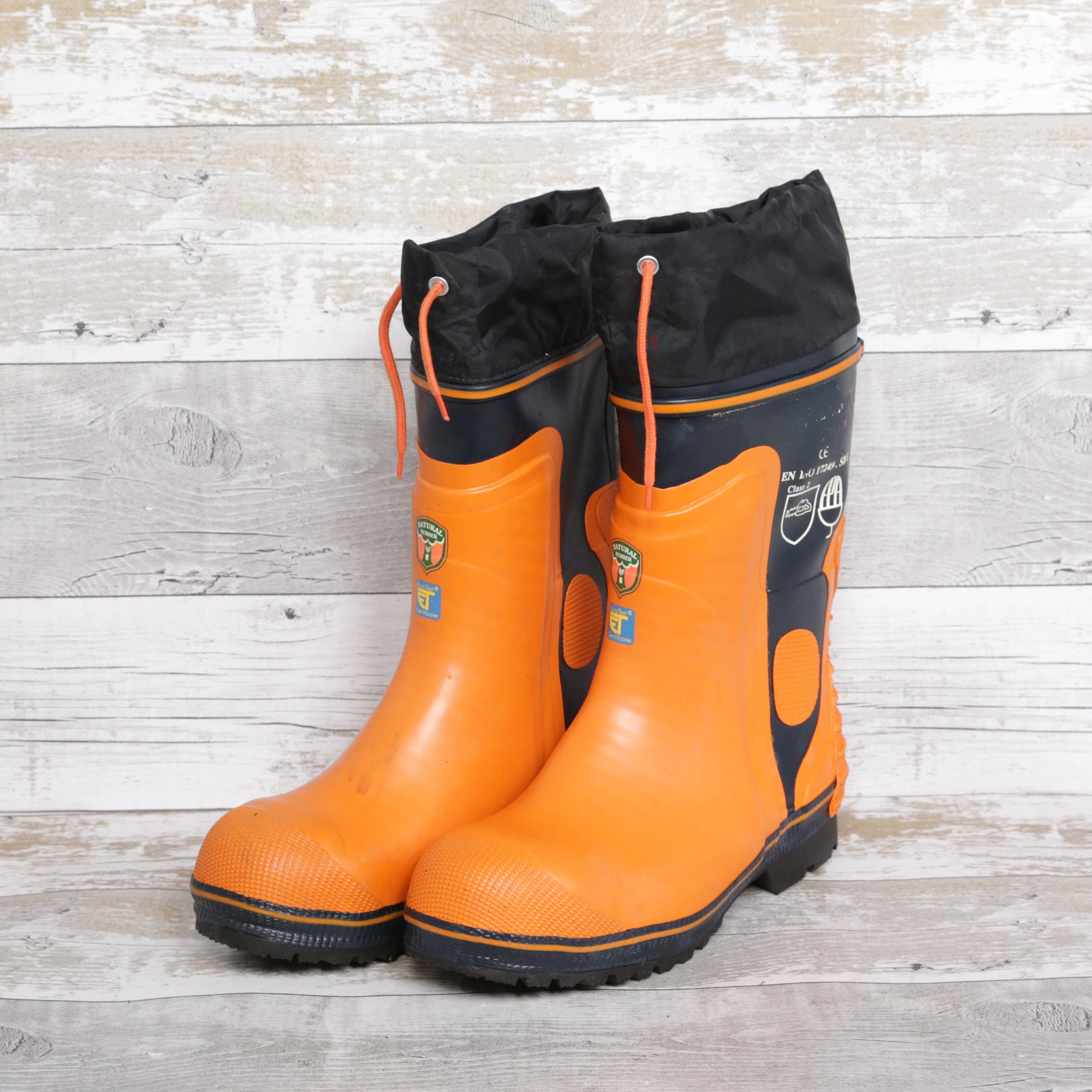 De-Branded Steel Toe Cap Chainsaw Class 2 Wellington Boots UK 9