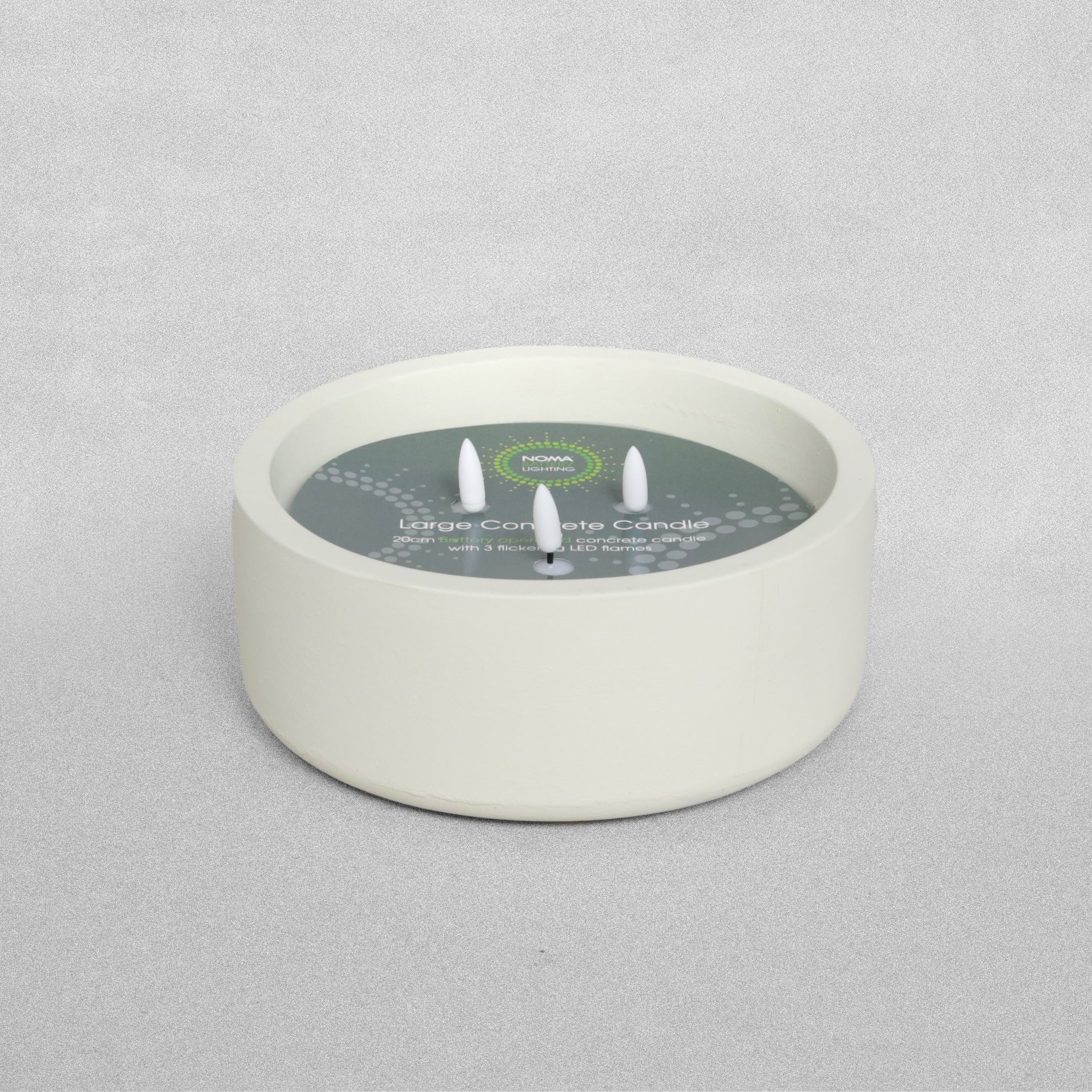 Noma 20cm LED Battery Operated Concrete Candle with timer