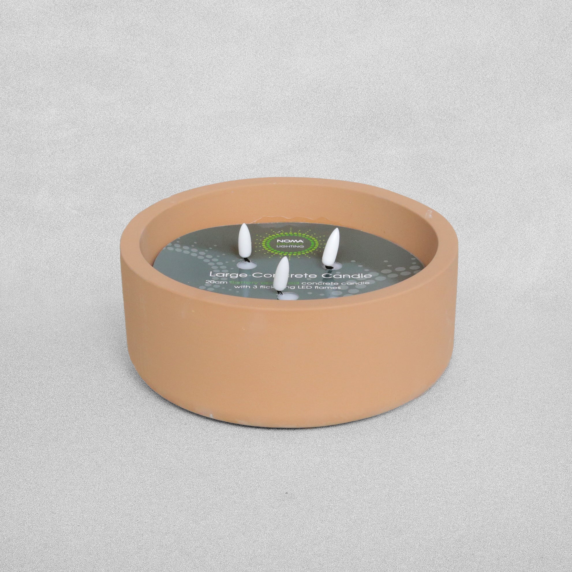 Noma 20cm LED Battery Operated Concrete Candle with timer