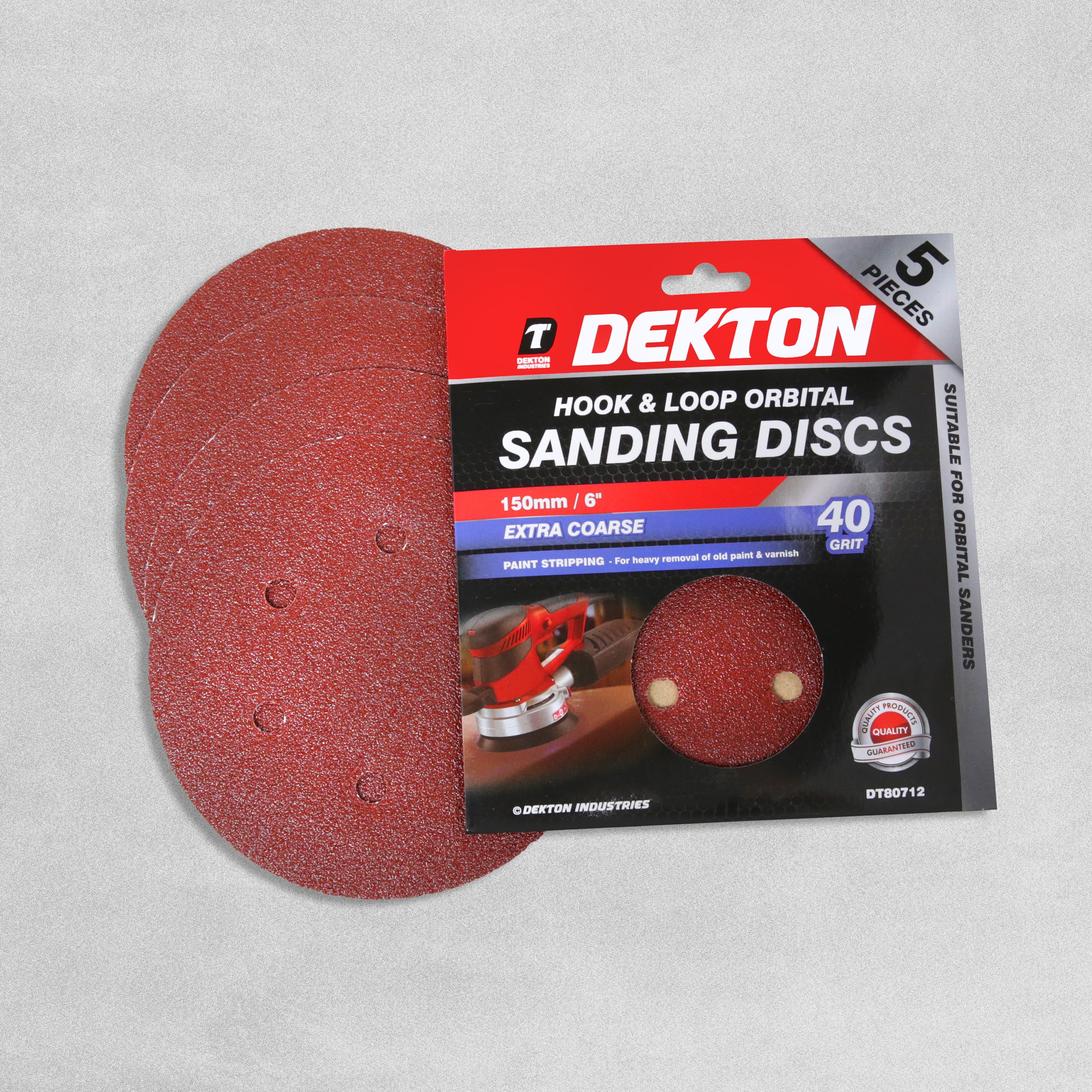 Dekton Hook & Loop Orbital Sanding Disks 150mm - Extra Coarse 40 Grit