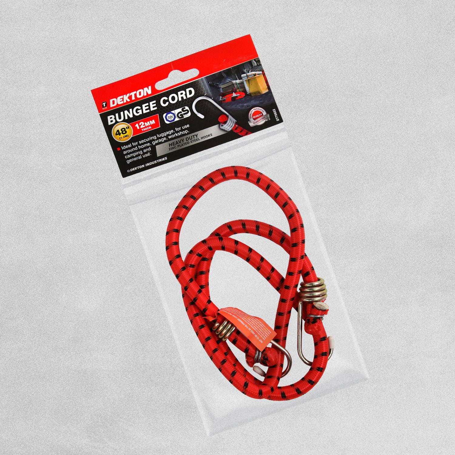 Dekton Bungee Cord With Zinc Plated Steel Hooks 12mm - 48"