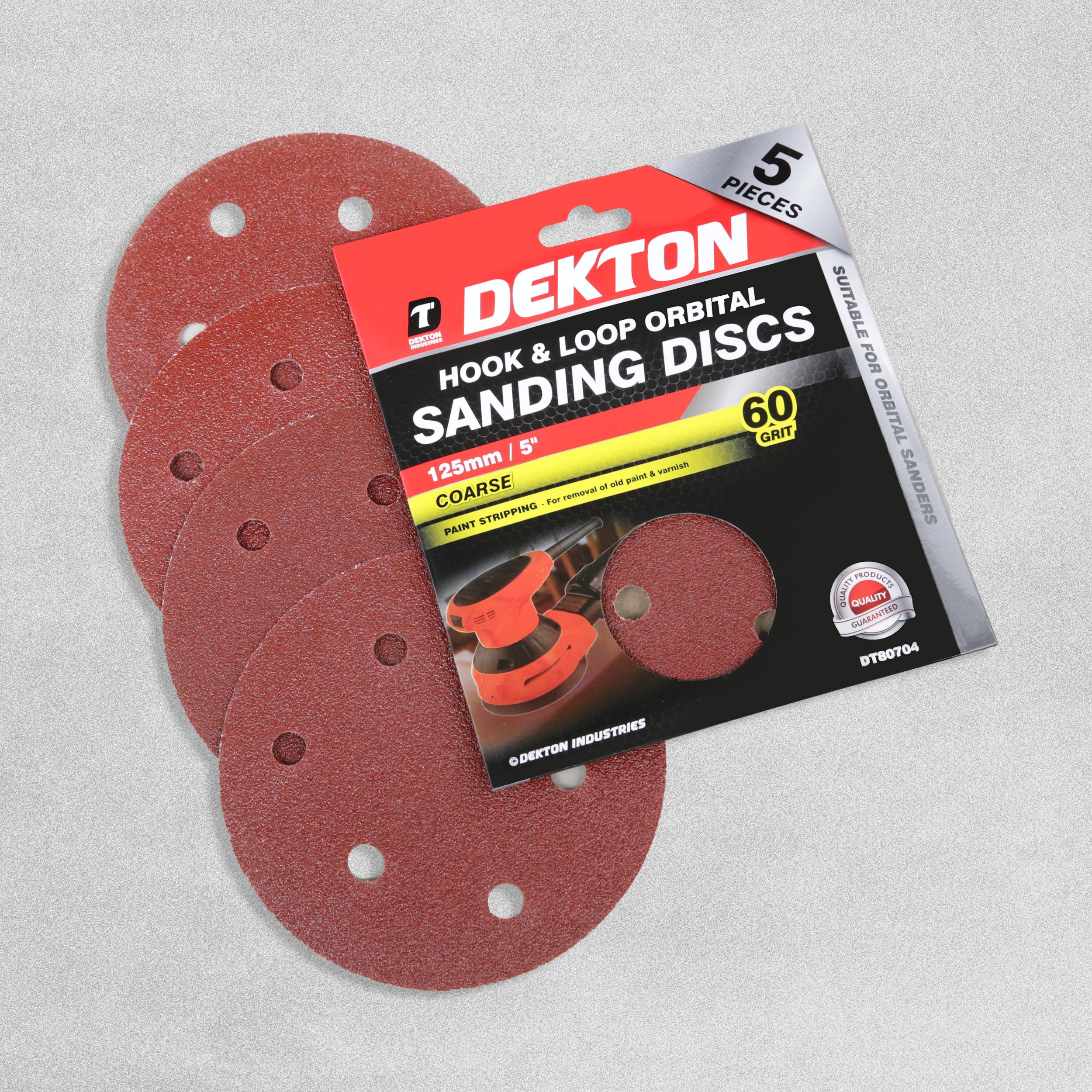 Dekton Hook & Loop Orbital Sanding Disks 125mm - Coarse 60 Grit