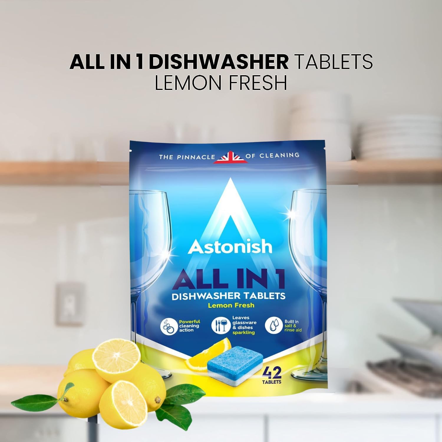 Astonish All in 1 Dishwasher Tablets - Lemon Fresh - 42 tablets