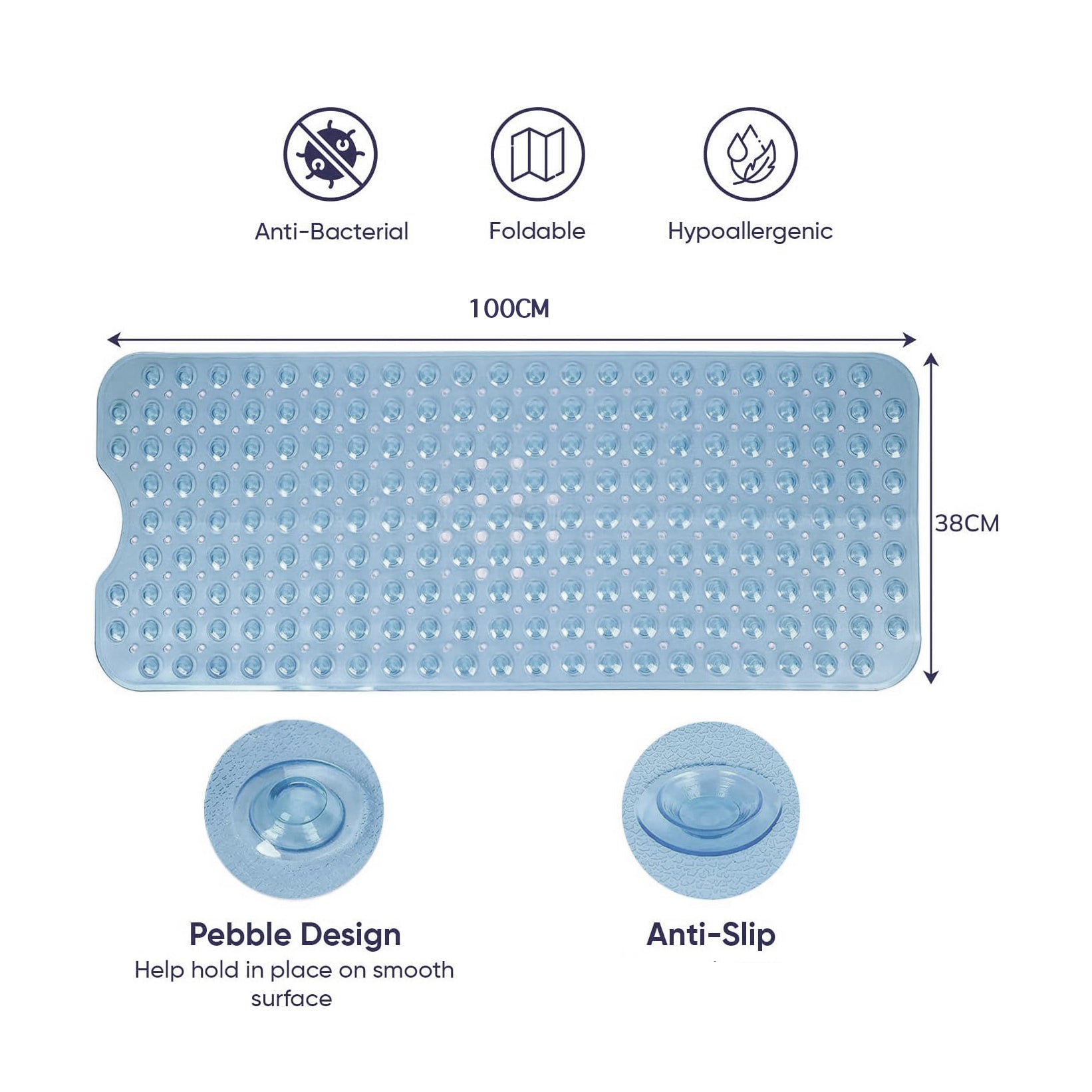 Karids Clear Bath Mat - 100cm x 38cm