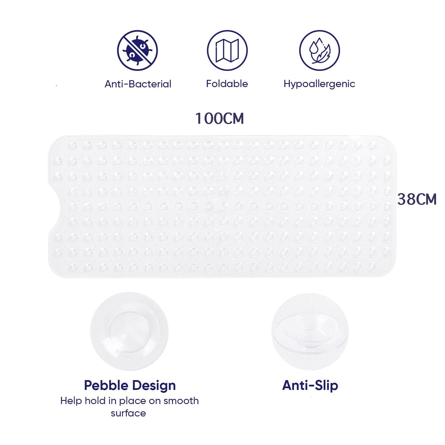 Karids White Bath Mat - 100cm x 38cm