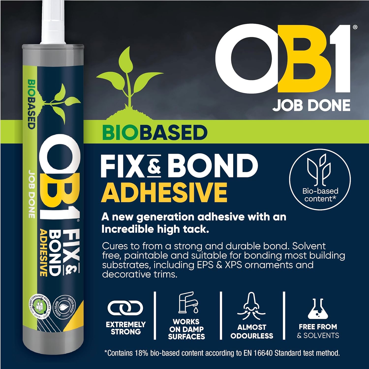 OB1 Bio-Based Fix & Bond Adhesive 310ml White