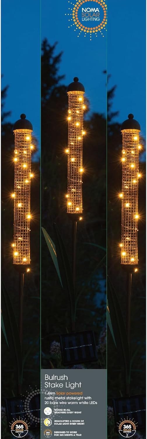 Noma Solar 1.44m Bulrush Outdoor Garden Stake Light