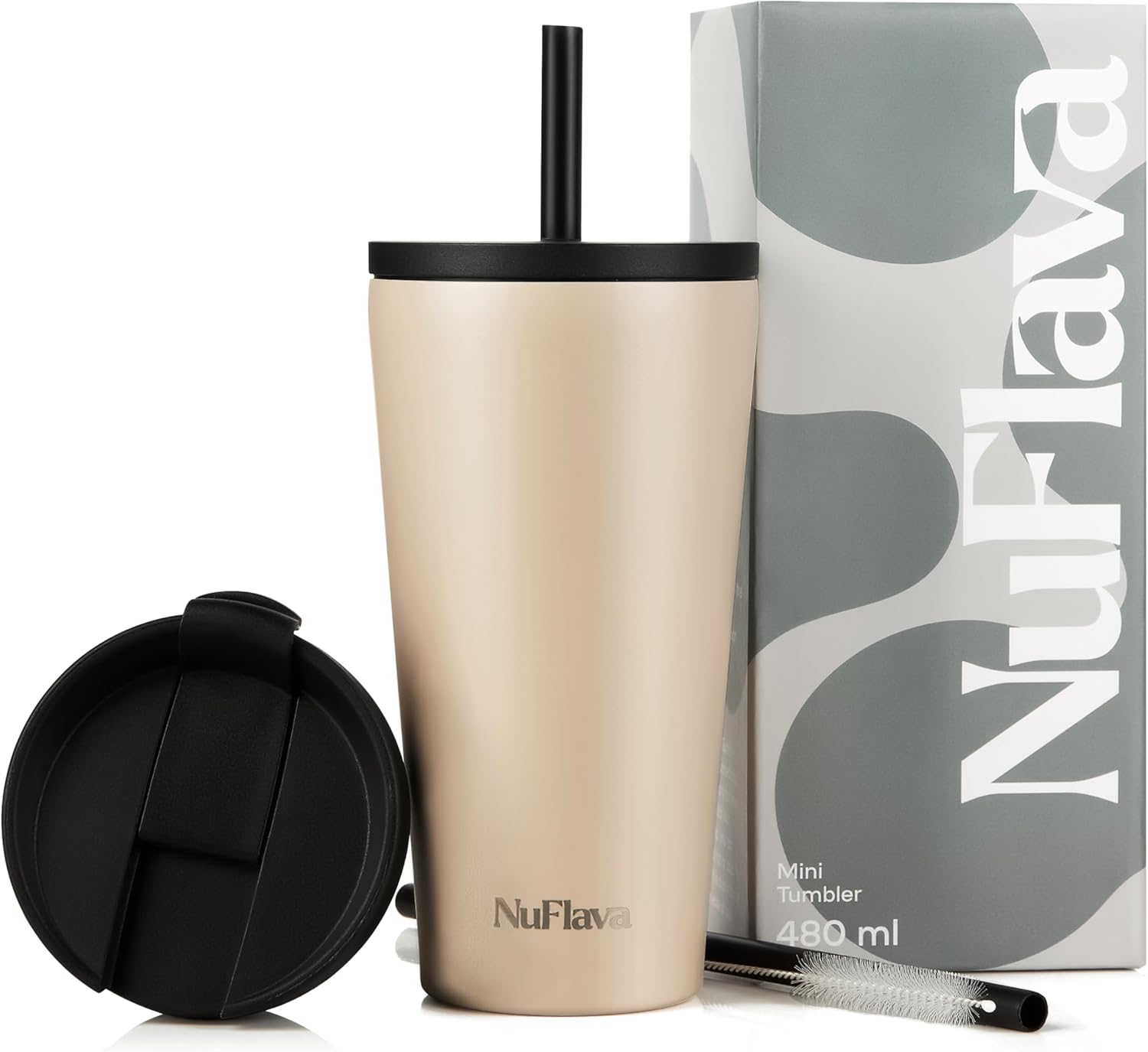 NuFlava Insulated Tumbler with Straw & Flask Lids