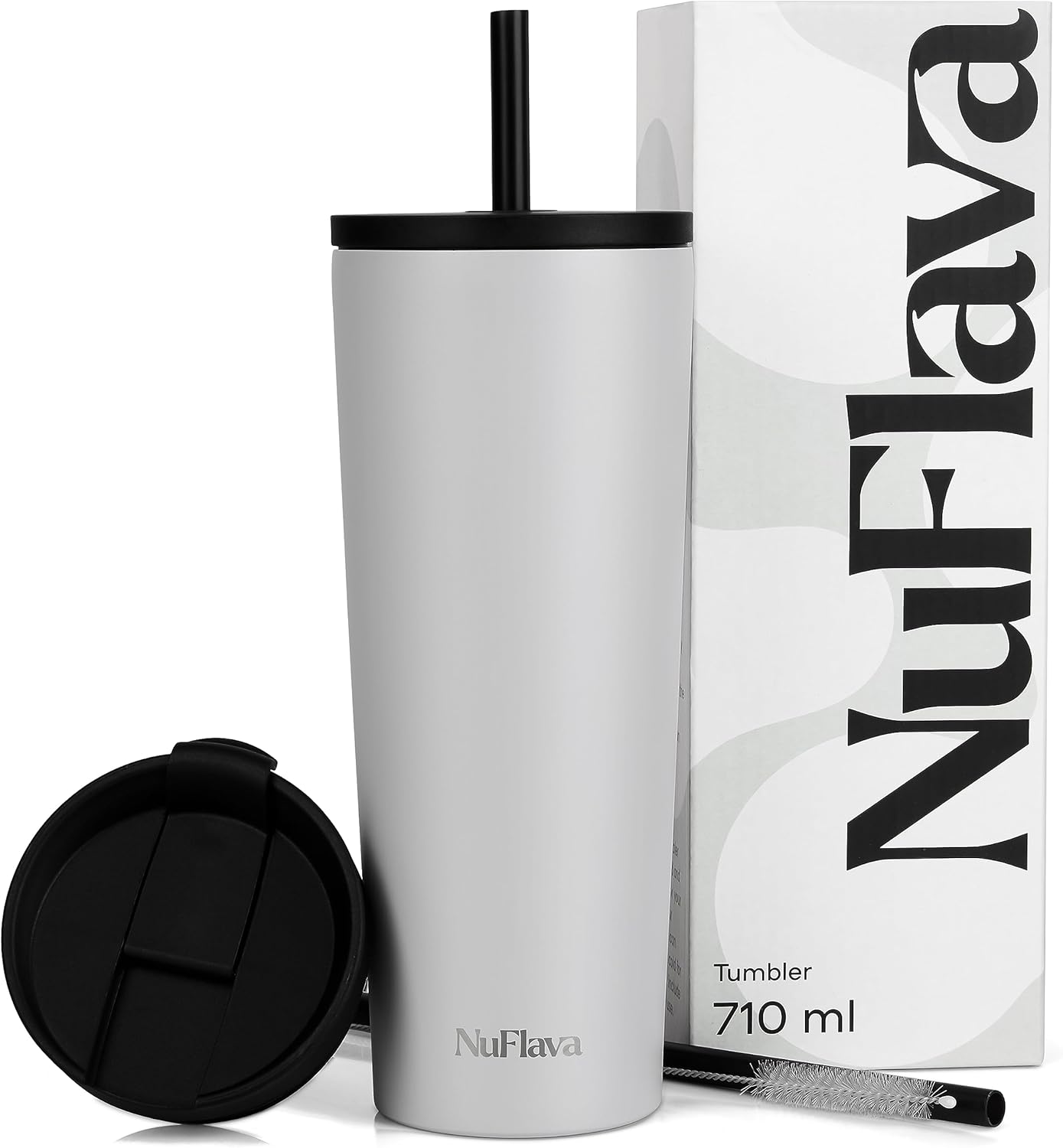 NuFlava Insulated Tumbler with Straw & Flask Lids