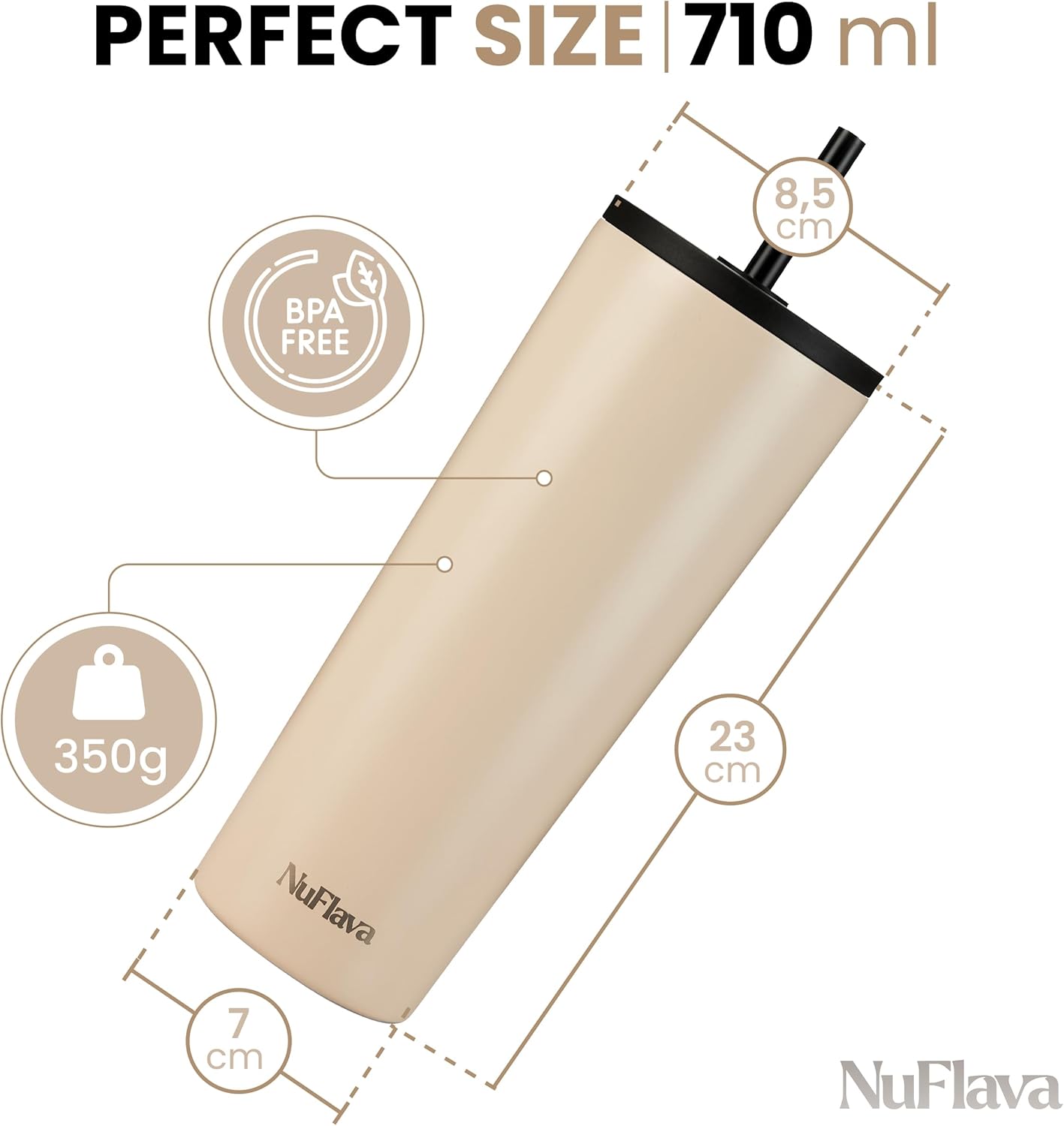 NuFlava Insulated Tumbler with Straw & Flask Lids