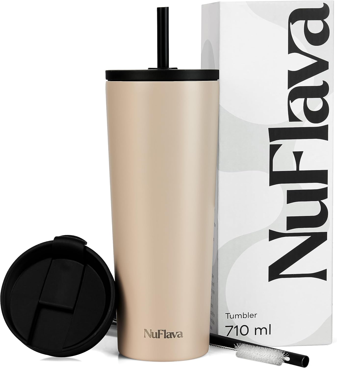 NuFlava Insulated Tumbler with Straw & Flask Lids