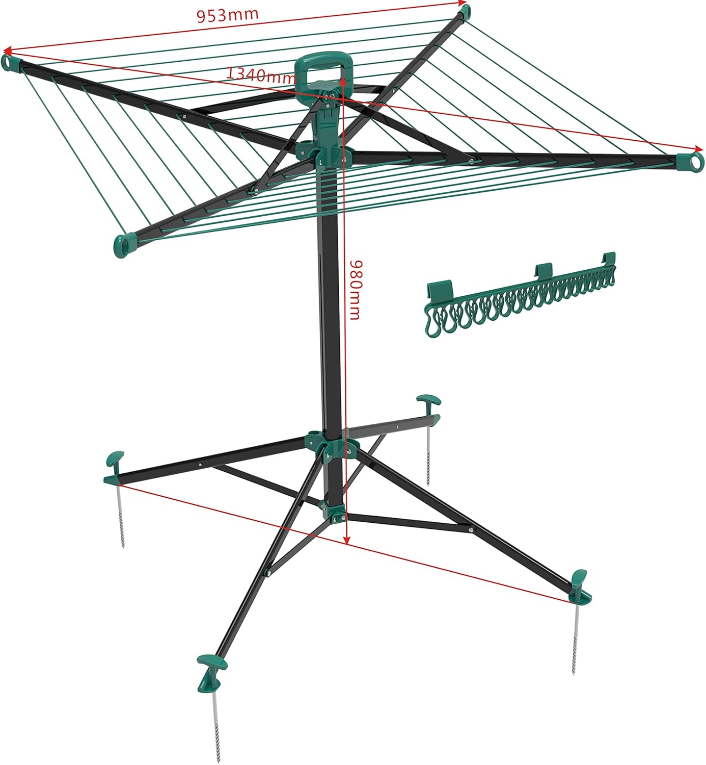 Better 17M Pop Up Portable Indoor, outdoor, camping airer - Includes Carry Bag, Anchor Pegs & Sock Clip