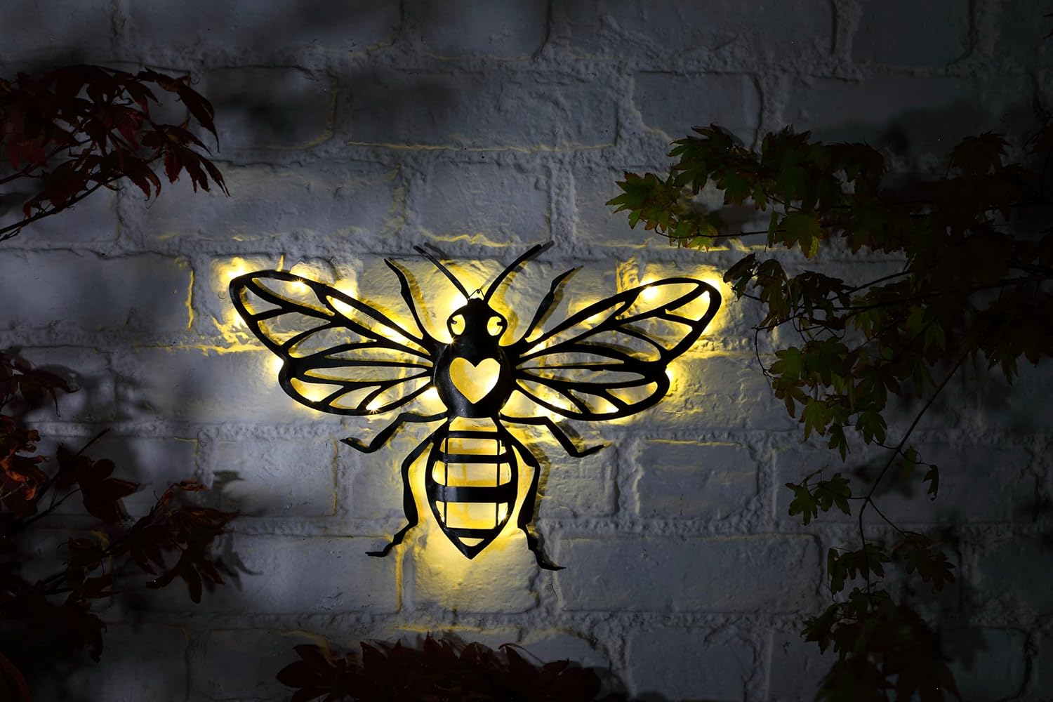 Noma Solar 38cm Metal Honey Bee Garden Wall Light