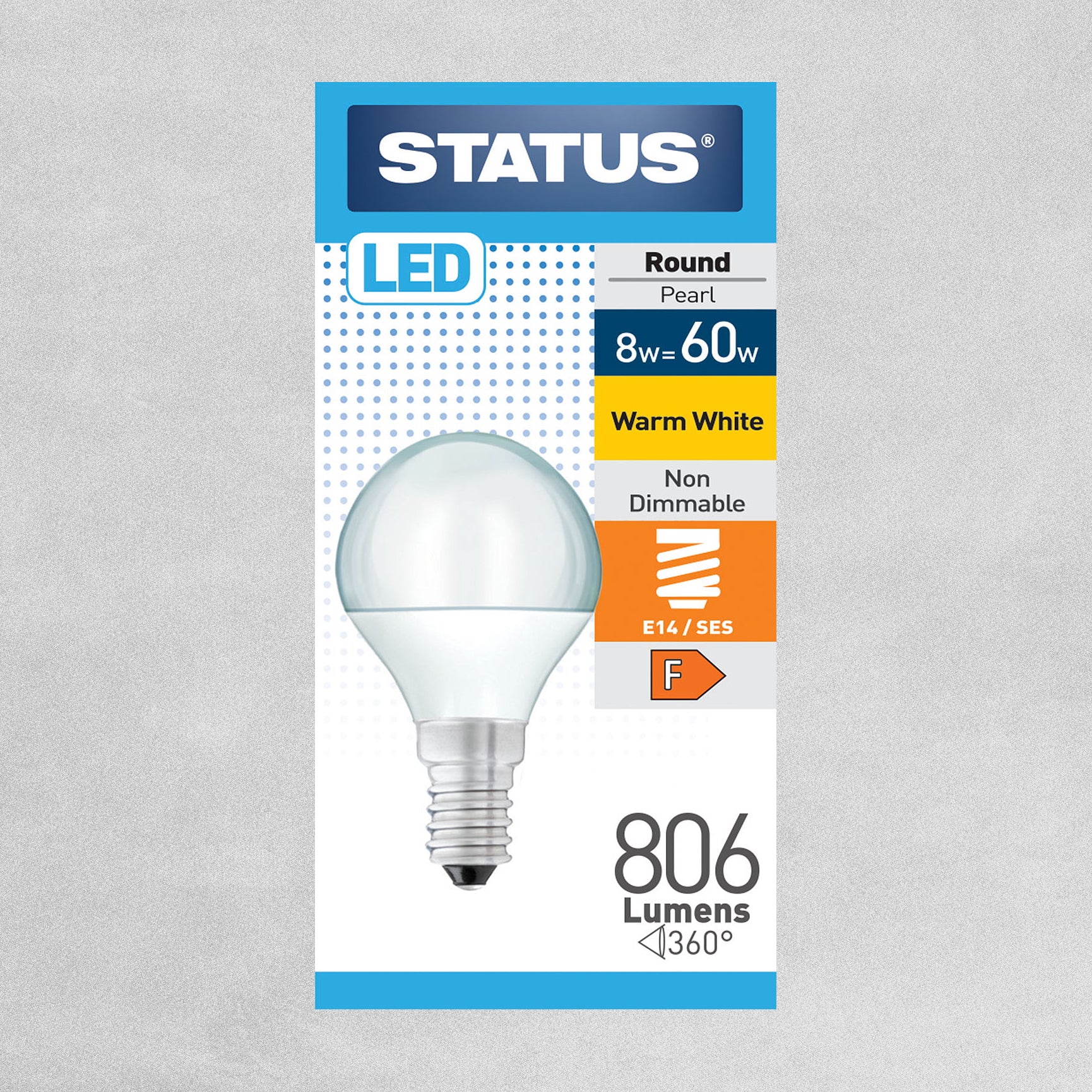 Status LED Round Pearl Bulb E14/SES 8w=60w - Warm White