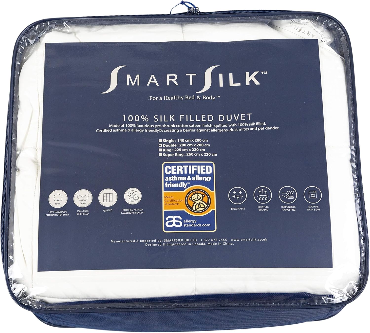 Smart Silk 100% Silk Filled Duvet - various sizes