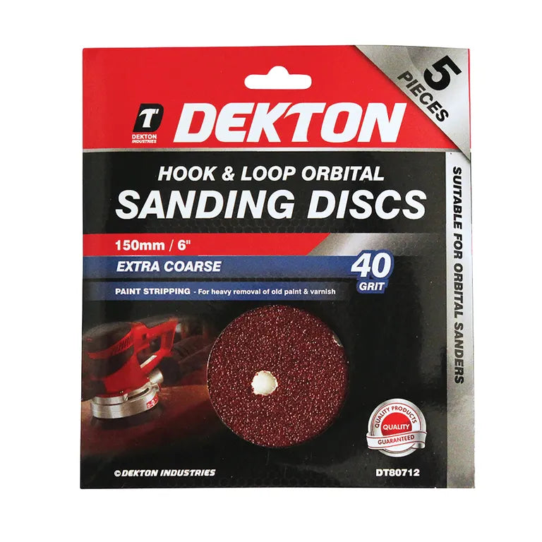 Dekton Hook & Loop Orbital Sanding Disks 150mm - Extra Coarse 40 Grit