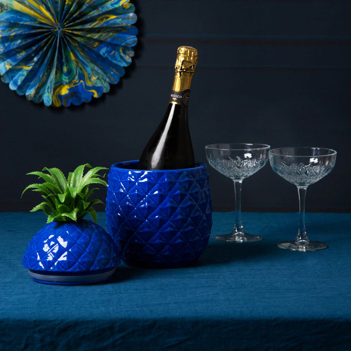 Blue Pineapple Ice Bucket / Storage Container