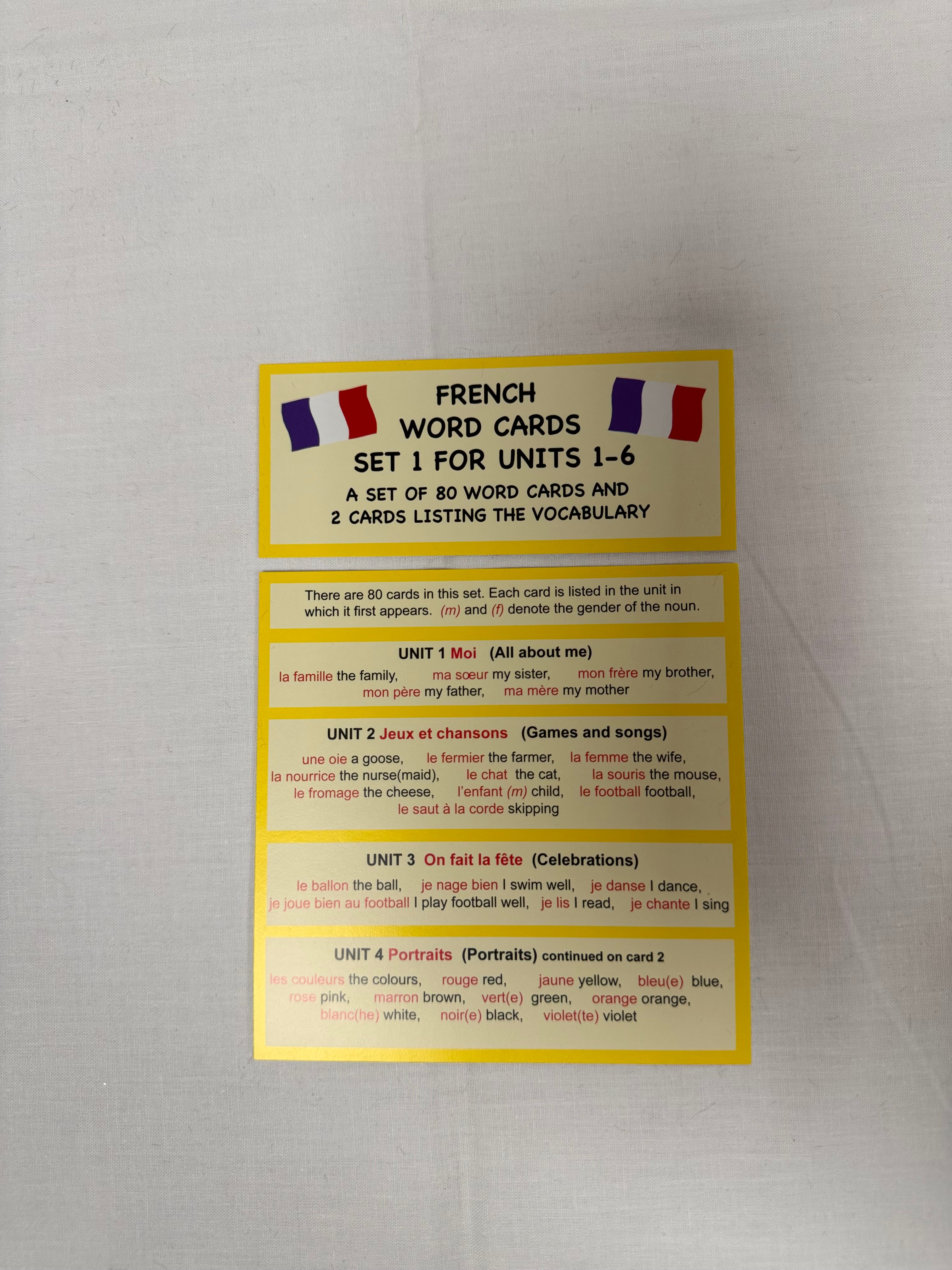 French Word Cards