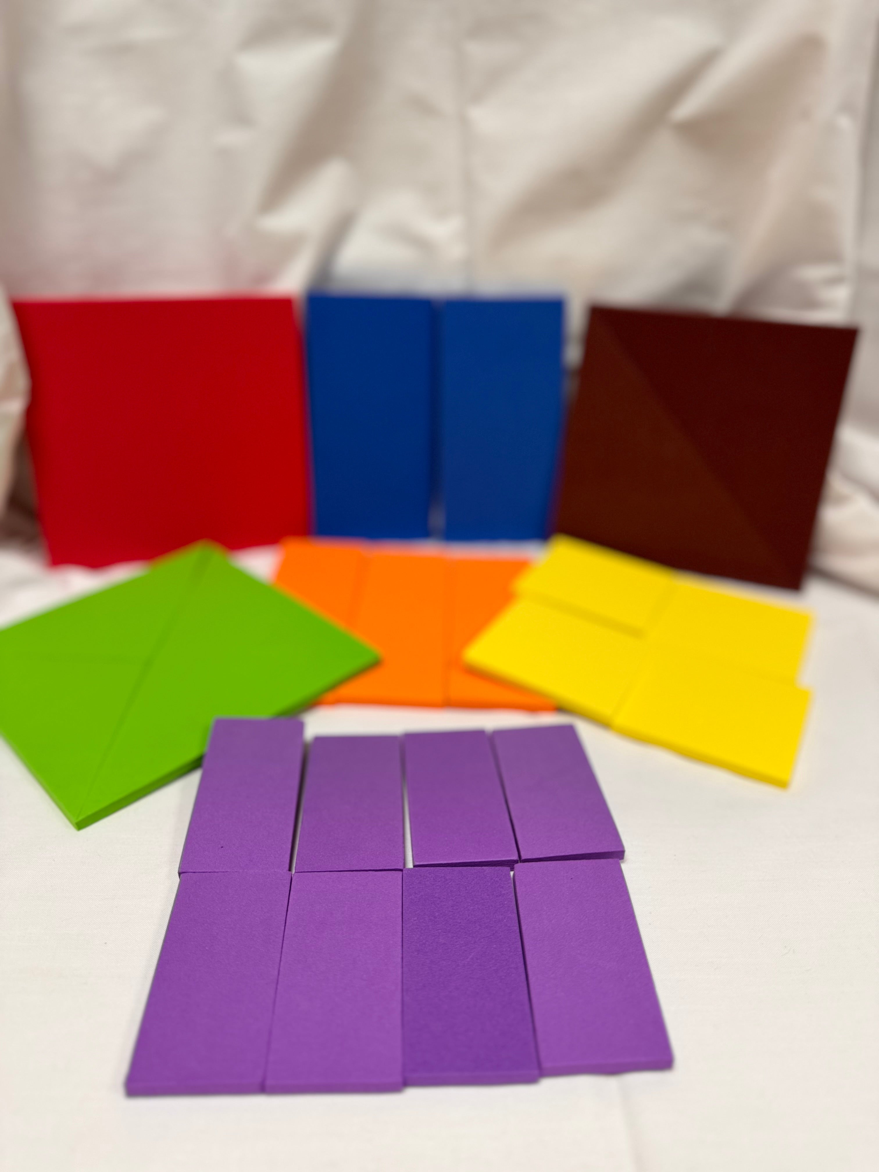 Foam Rectangular and Square Fraction Shapes - Set of 9 Sheets