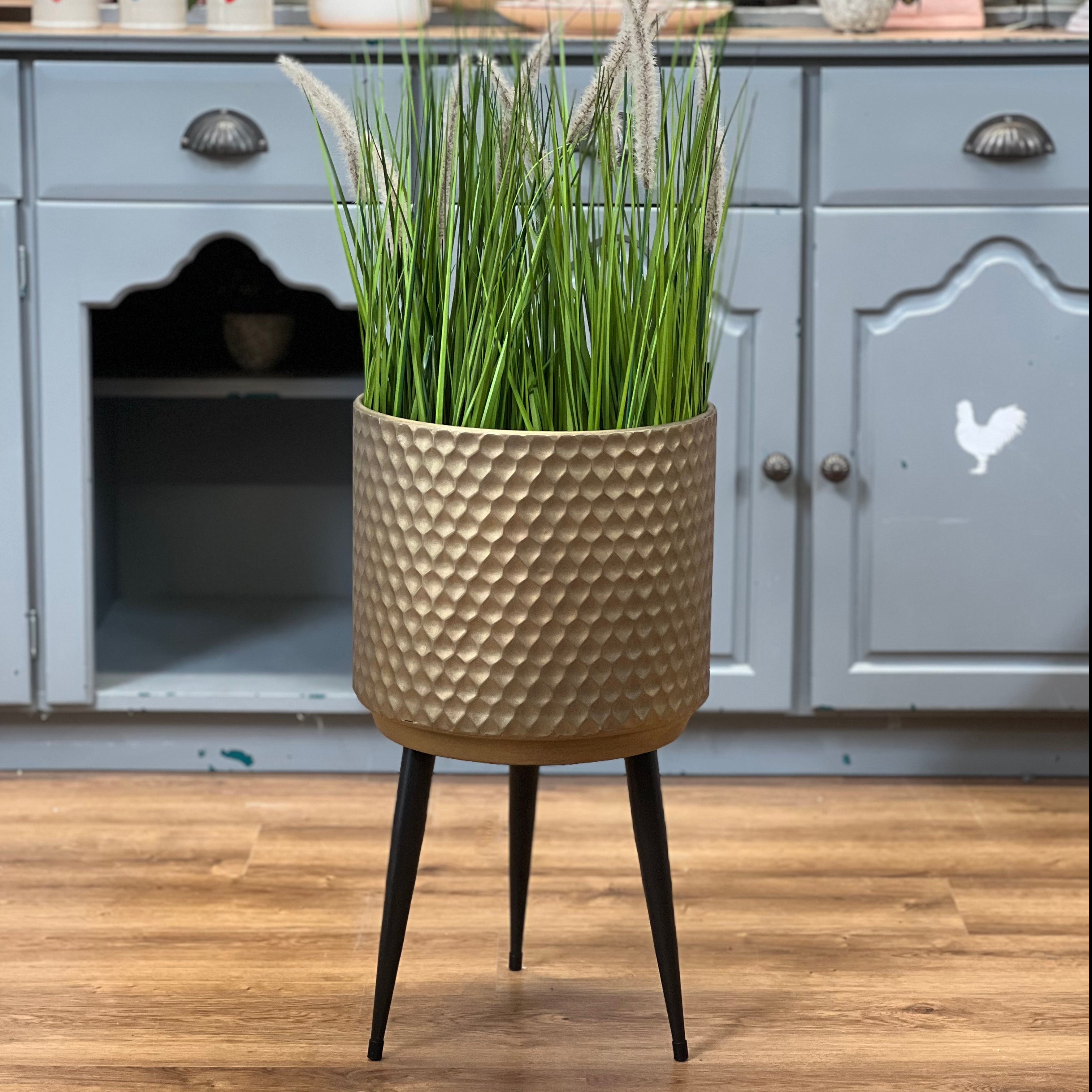 Gisela Graham Gold Dimple Metal Indoor Planter on Legs