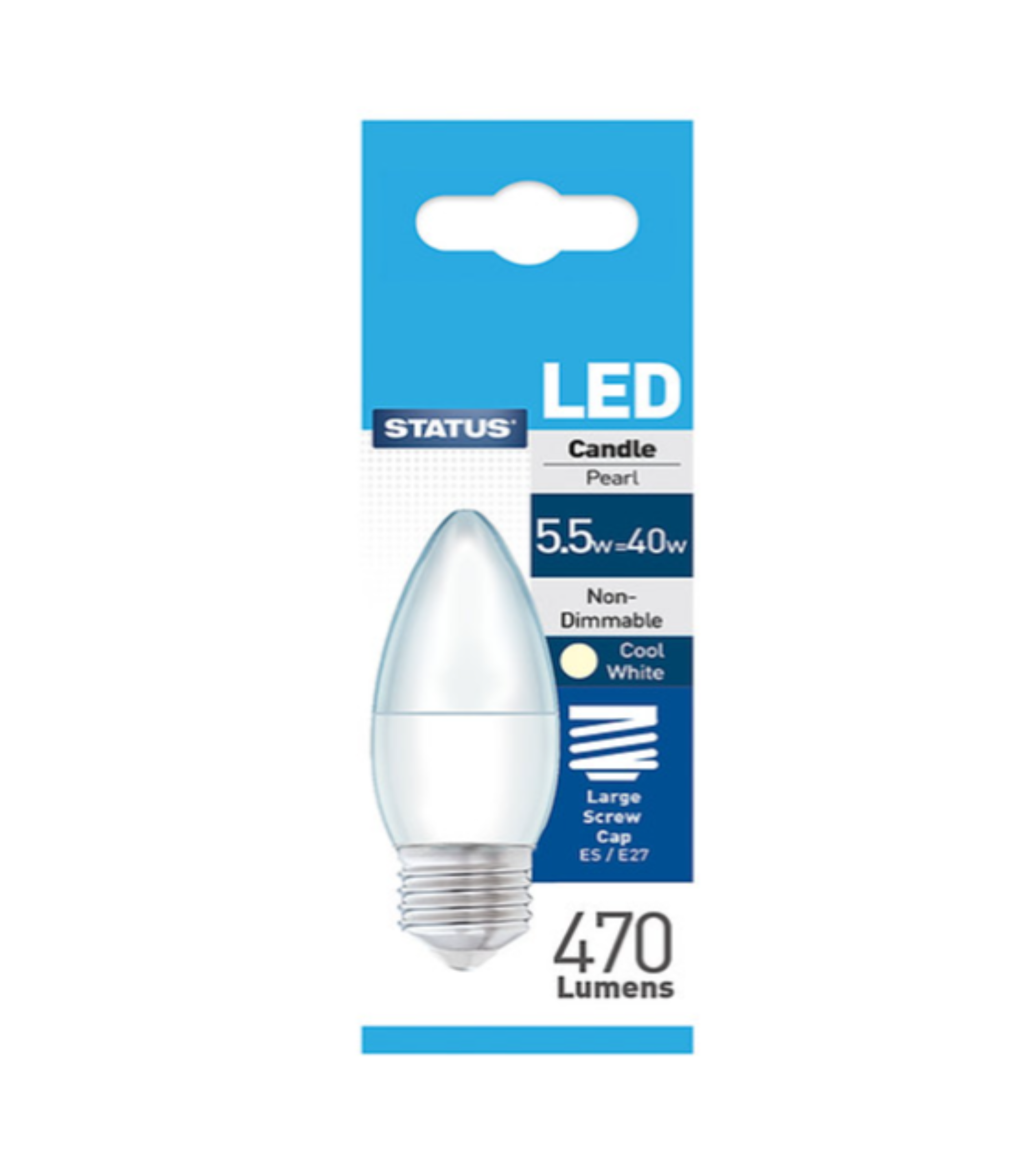 Status LED Candle Pearl E27/ES 5w=40w Bulb - Cool White