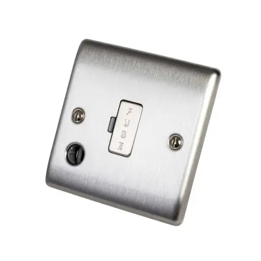 BG Nexus Metal 13A Unswitched Fused Connection Unit with Cable Outlet - Brushed Steel