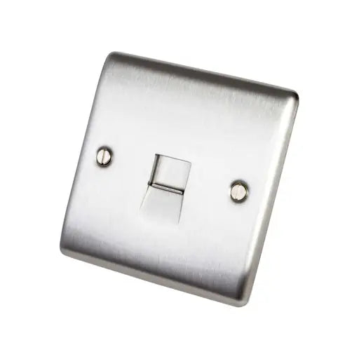 BG Nexus Metal Single Telephone Slave Screw Connection - Brushed Steel