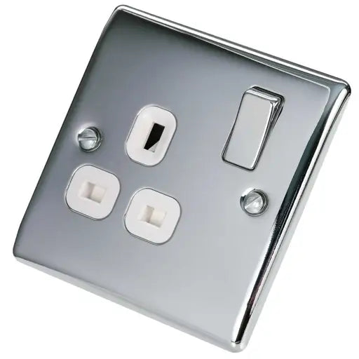 BG Nexus Metal Single Switched 13A Double Pole Power Socket - Polished Chrome