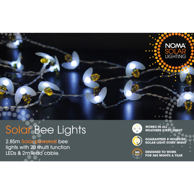 Noma 20 Solar 2.85m White Bee Lights