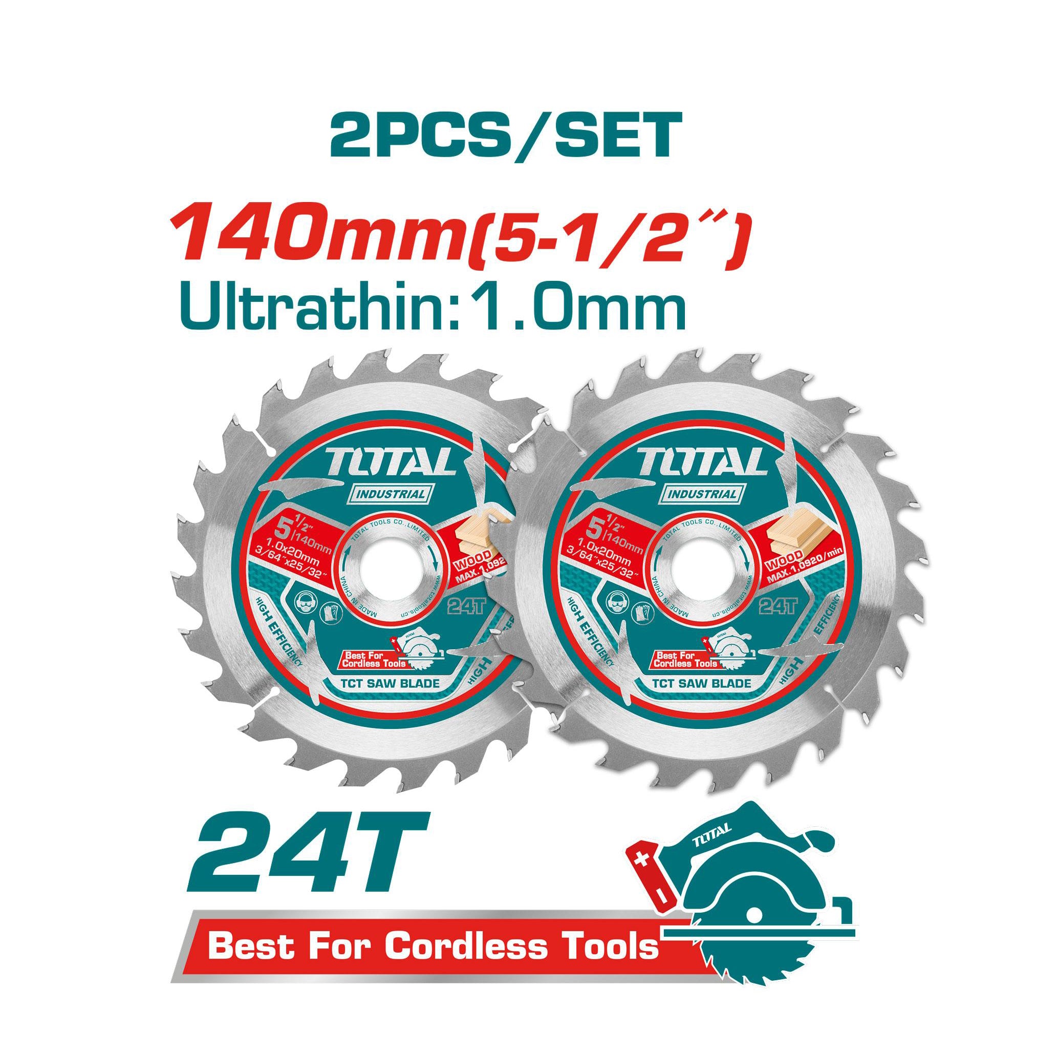 Total Ultra Thin TCT Saw Blade Set - 140mm - TAC2331403