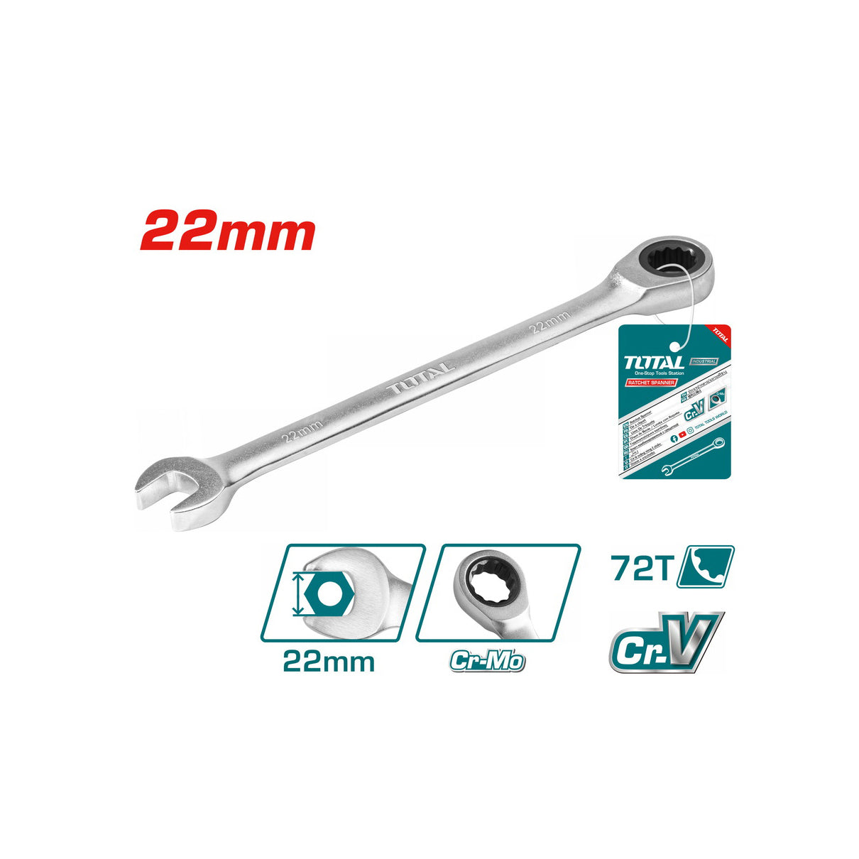 Total Ratchet Spanner - 22mm - TCSPAR221