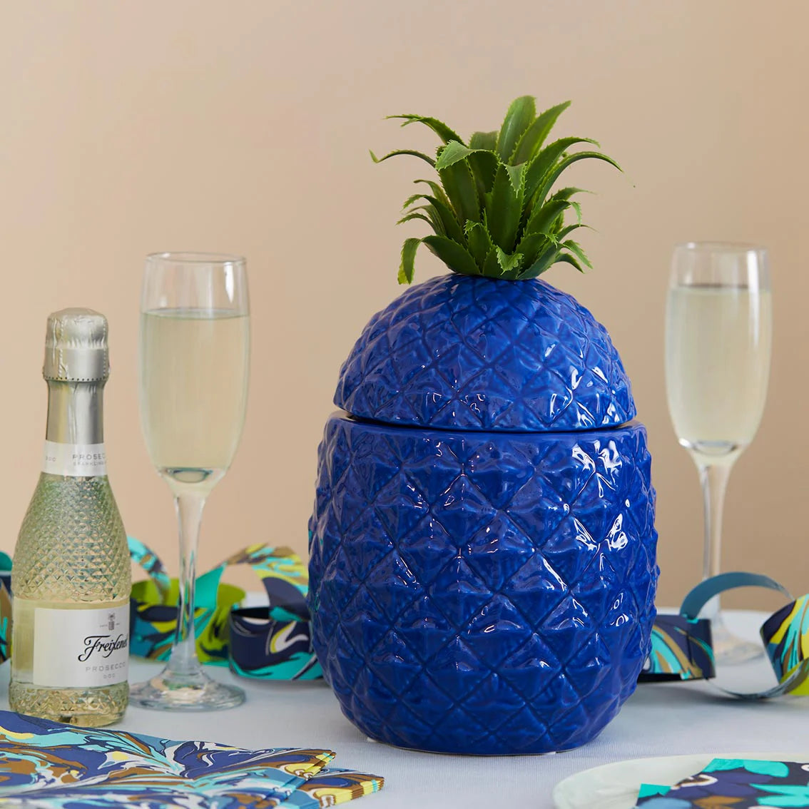 Blue Pineapple Ice Bucket / Storage Container