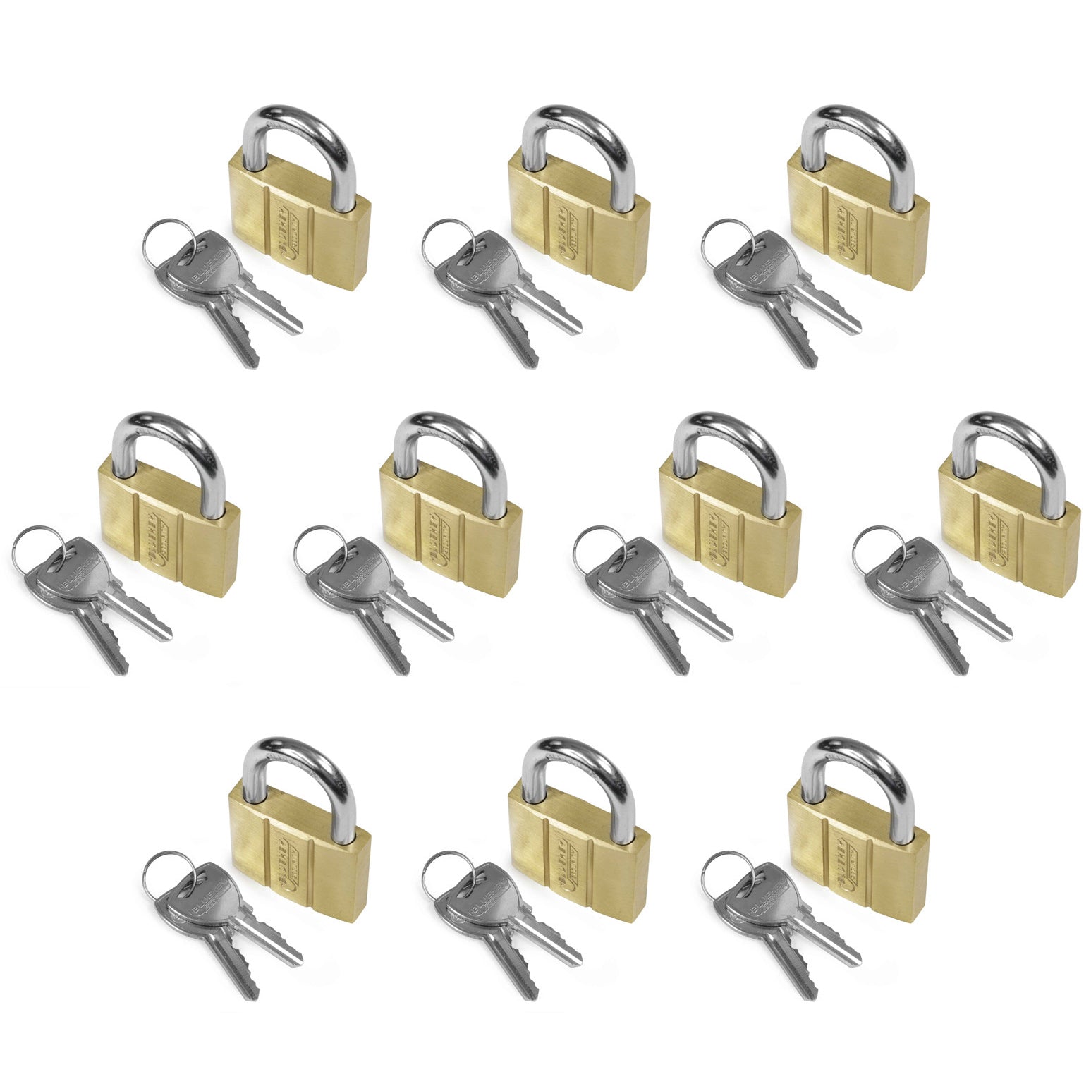 10x Bluekey Heavy Duty Solid Brass Keyed Alike 50mm Padlocks HS-B50-KA