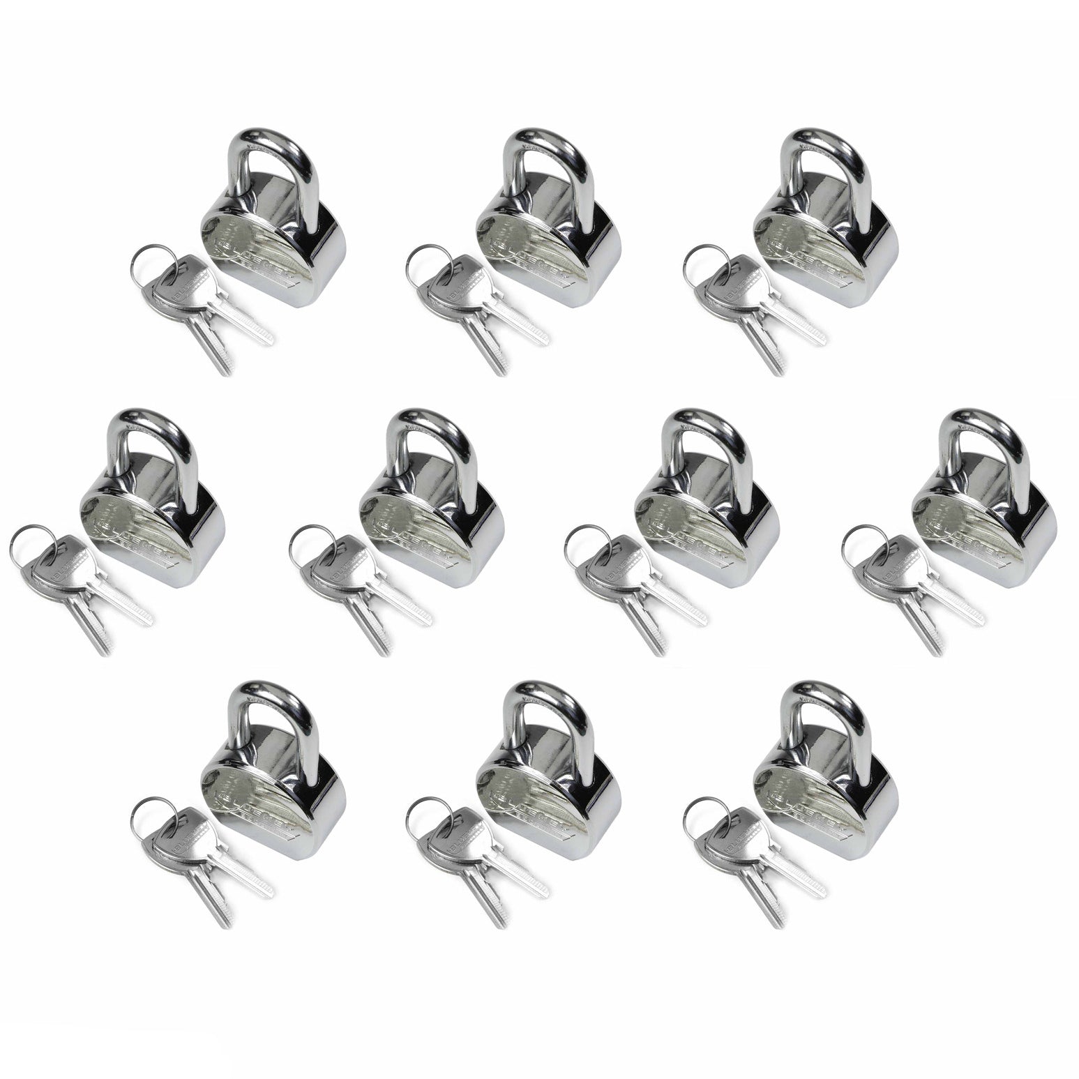 10x Bluekey Maximum Security Solid Steel Body Round Keyed Alike 55mm Padlocks MS-RS55L-KA