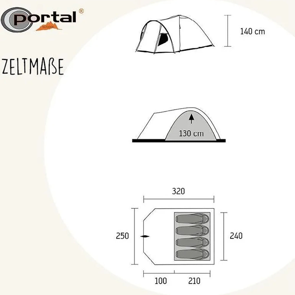 Portal Outdoor - Zeta 4 Person Green Tent - 56% OFF