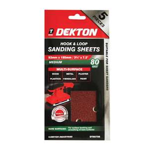 Dekton Hook & Loop Sanding Sheets - Medium 80 Grit