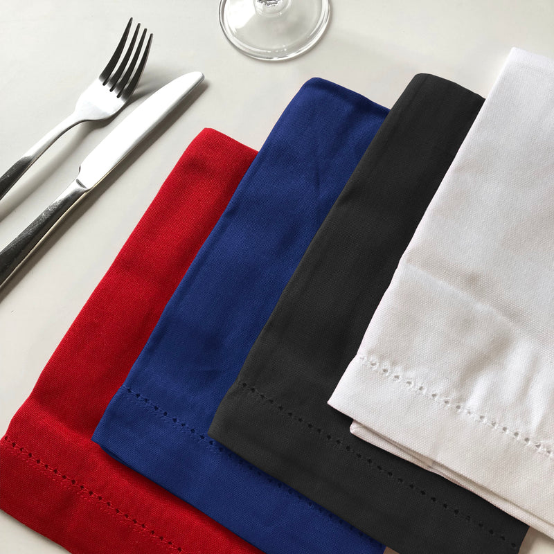 Cloth Napkins Set of 12 Navy Cotton Dinner Napkins Hemstitch Linen Table  Napkins