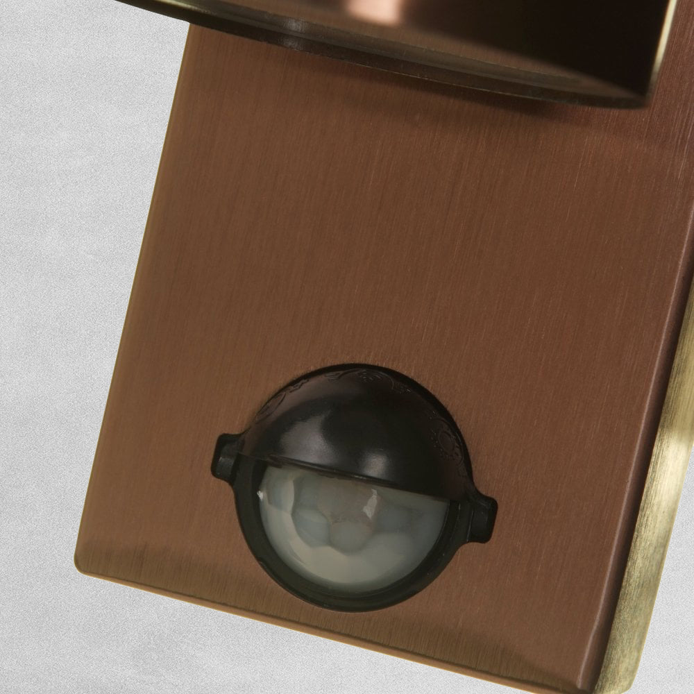 Lutec Rado Clear Glass 2 Light IP44 Outdoor Sensor Wall Light - Copper