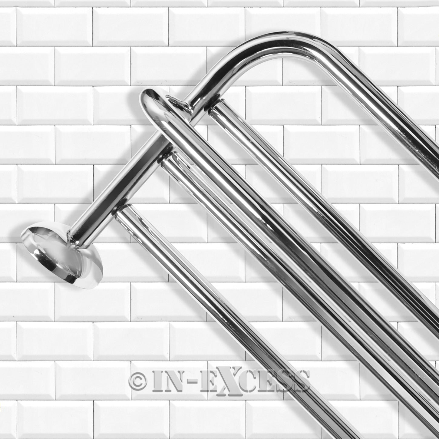 Metlex Majestic Bathroom Accessories Clean Towel Rack Rail With Under Rail - Chrome Finish