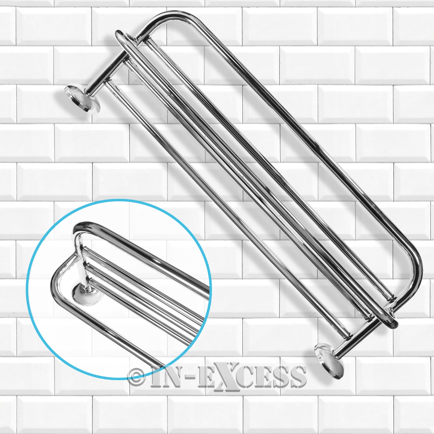 Metlex Majestic Bathroom Accessories Clean Towel Rack Rail With Under Rail - Chrome Finish