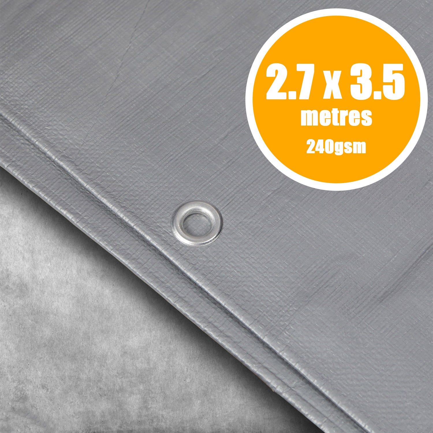 Perimeter Heavy Duty Tarpaulin Silver - 2.7 x 3.5 Metres