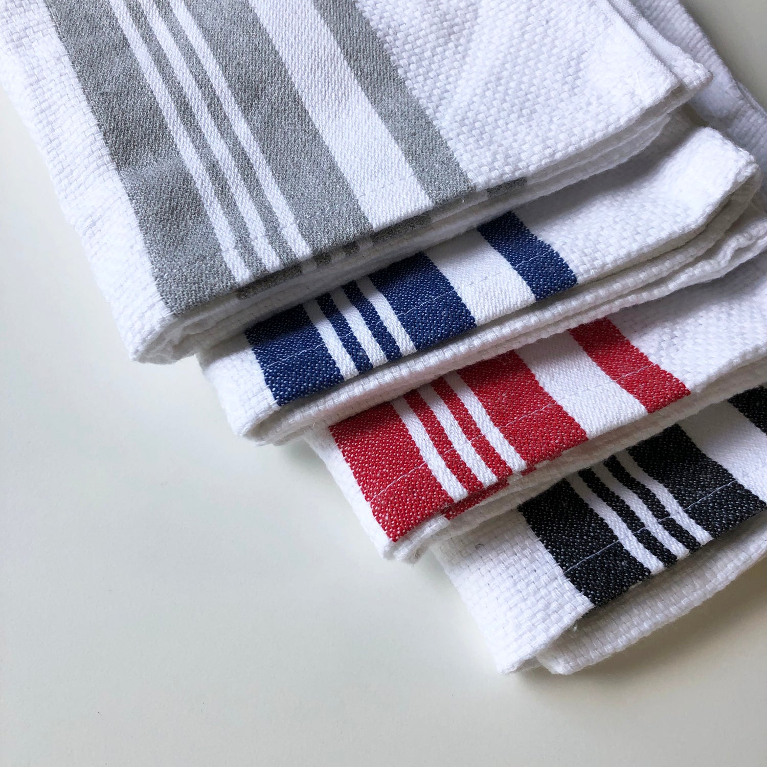 Woven Cotton Striped Tea Towels, Set of 3