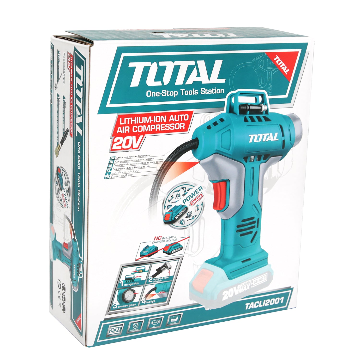 Total Li-Ion 20V Auto Air Compressor (Battery not included) - TACLI2001