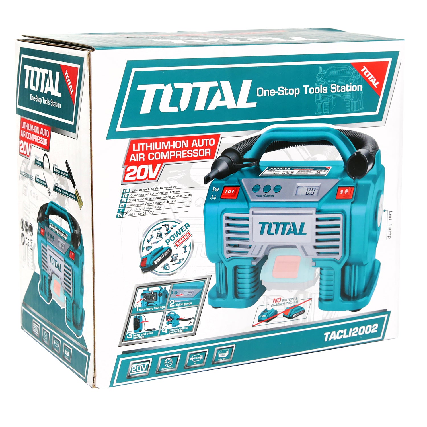 Total Li-Ion 20V Auto Air Compressor (Battery not included) - TACLI2002