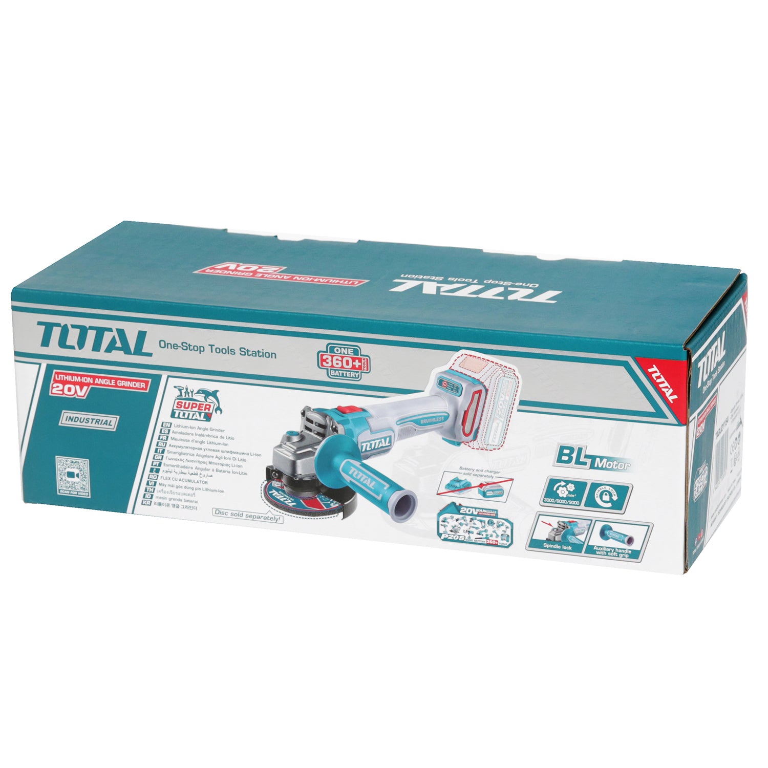 Total Li-Ion 20V Angle Grinder (Battery not included) - TAGLI21154