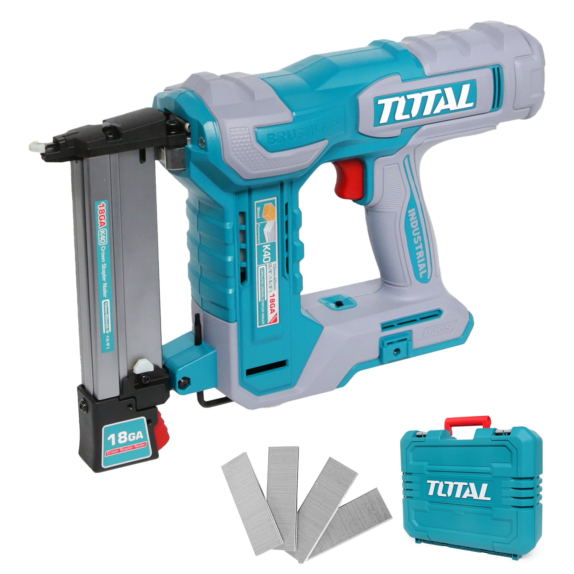 Total Li-Ion 20V Cordless Crown Stapler Nailer (Battery not included) - TCSNLI6005