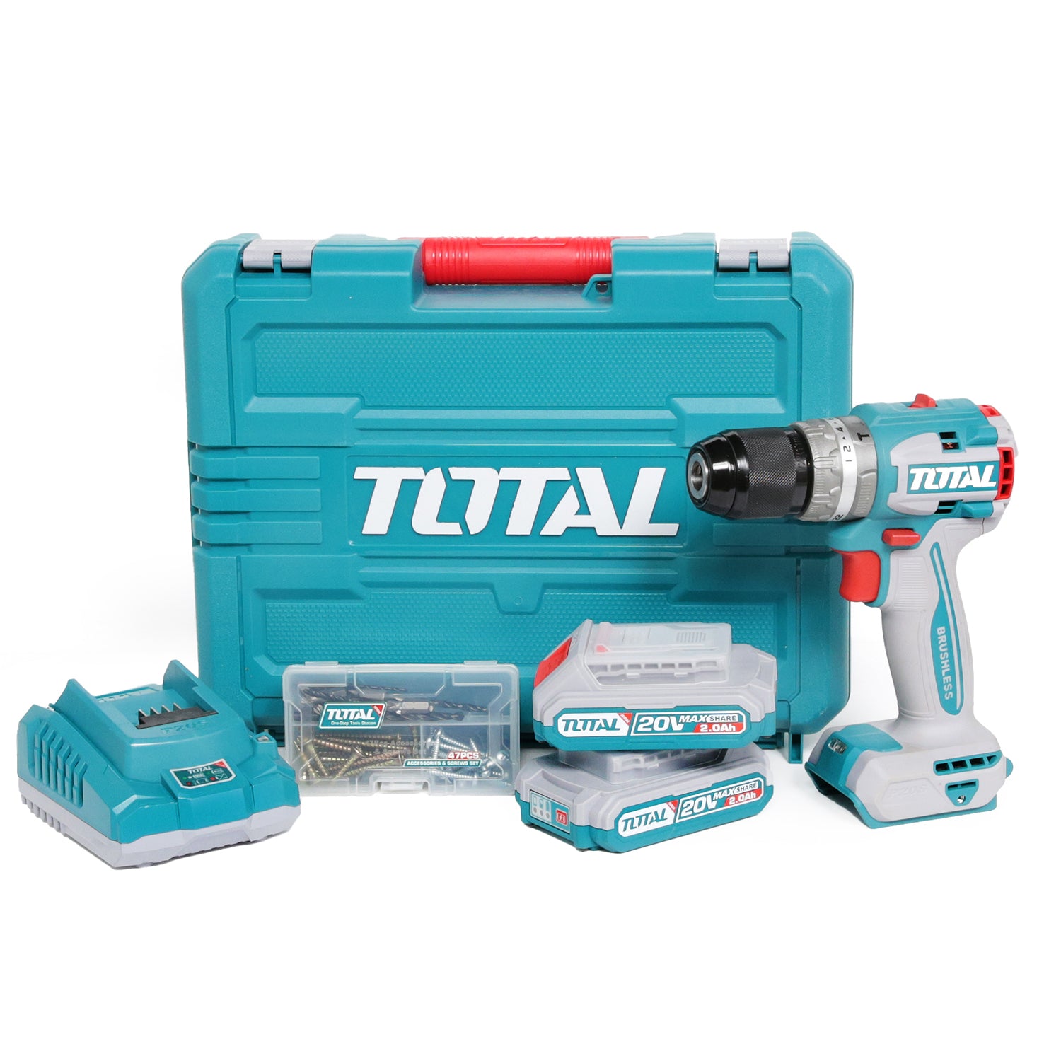 Total Li-Ion 20V Compact Brushless Impact Drill (with 2 x Batteries & Charger) - TIDLI20602E