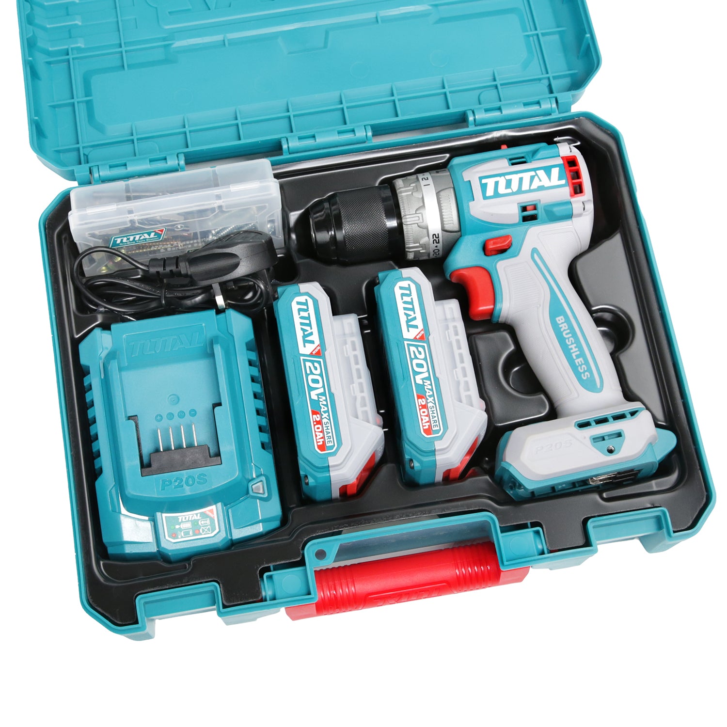 Total Li-Ion 20V Compact Brushless Impact Drill (with 2 x Batteries & Charger) - TIDLI20602E