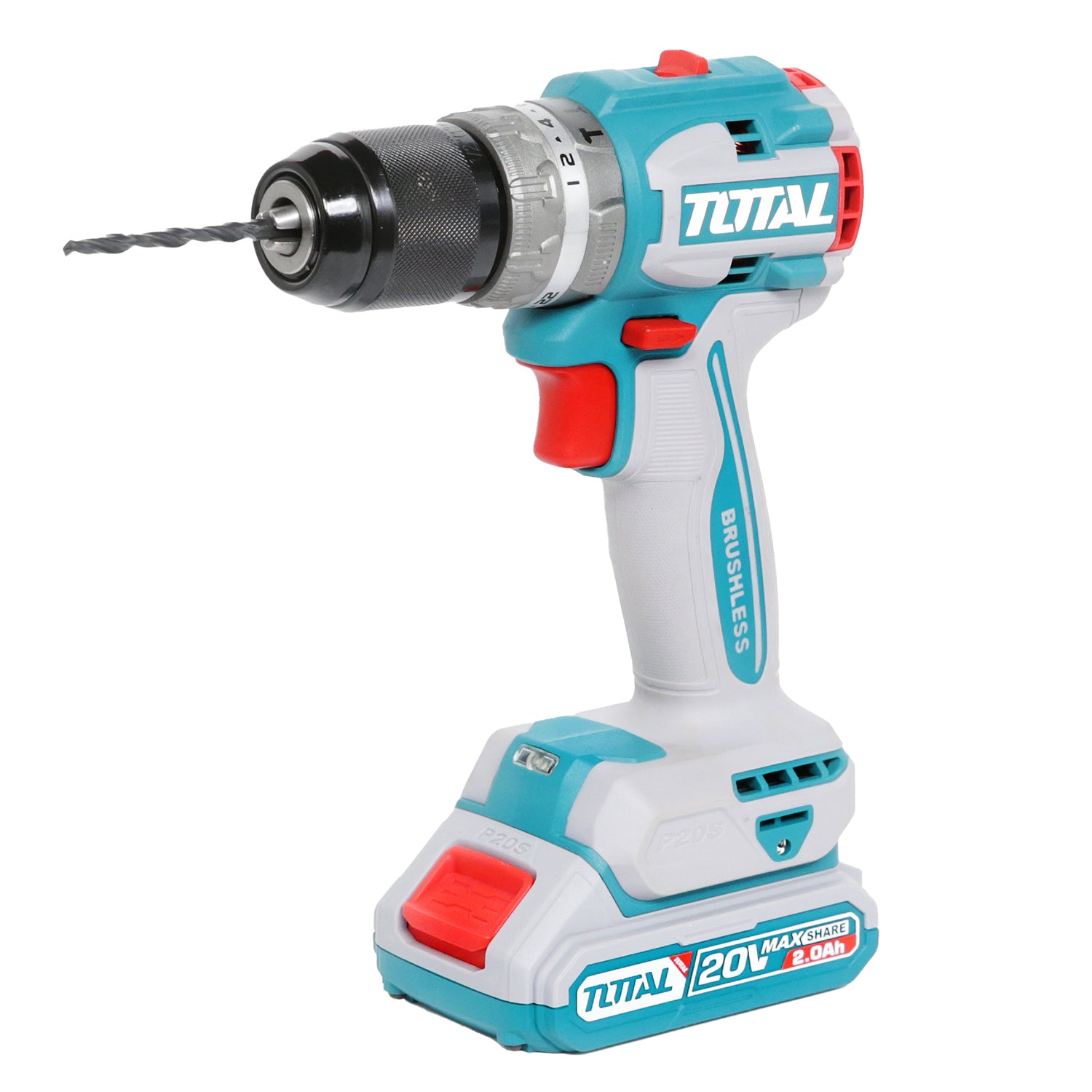 Total Li-Ion 20V Compact Brushless Impact Drill (with 2 x Batteries & Charger) - TIDLI20602E