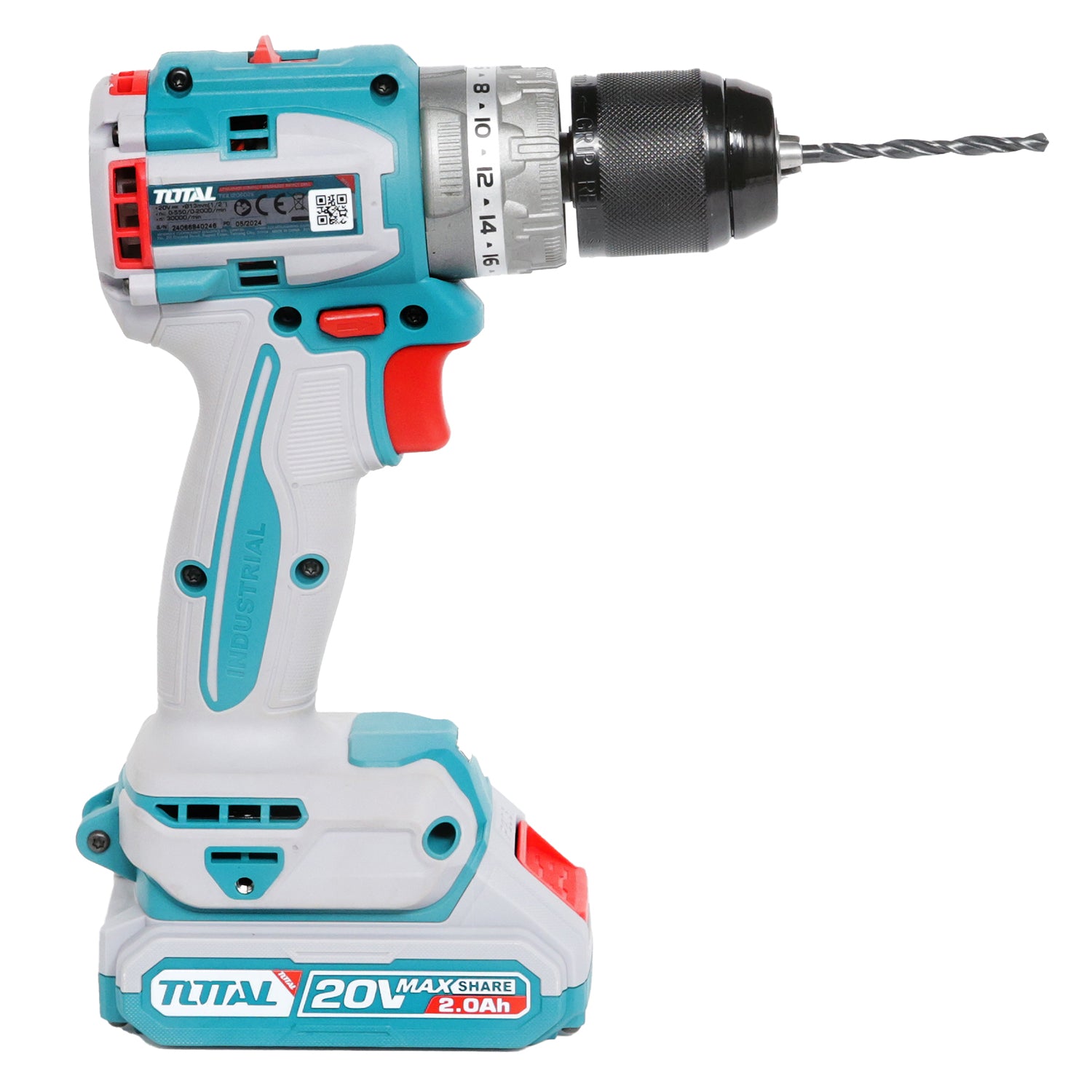 Total Li-Ion 20V Compact Brushless Impact Drill (with 2 x Batteries & Charger) - TIDLI20602E